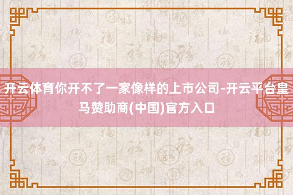 开云体育你开不了一家像样的上市公司-开云平台皇马赞助商(中国)官方入口